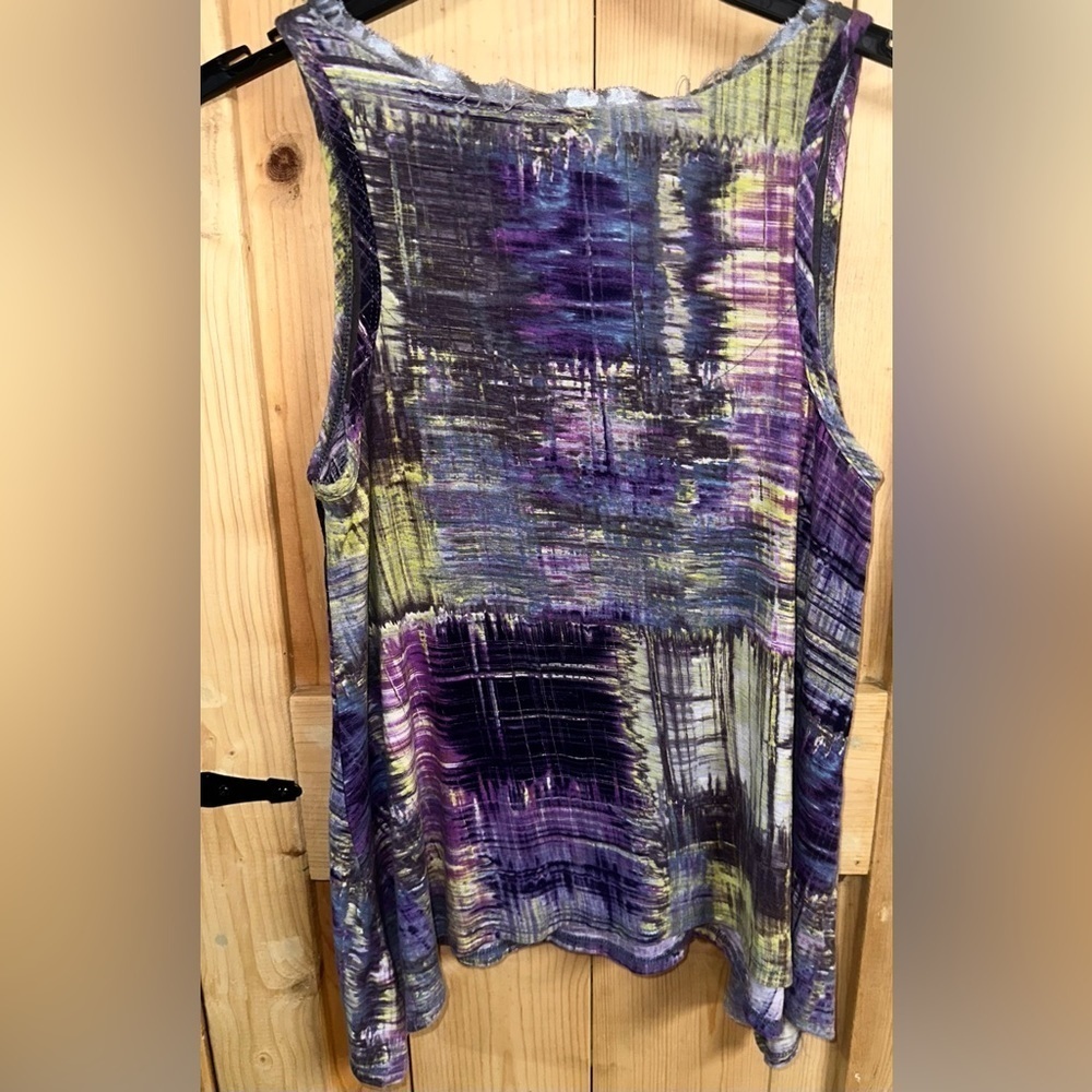 Anthropologie One September, Sleeveless Shirt, Beaded, Green, Gray Purple tank - Picture 4 of 6